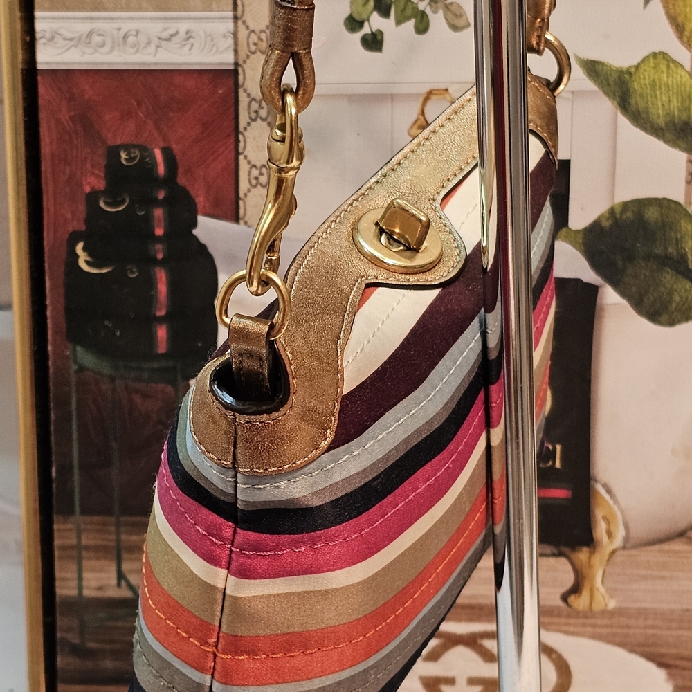 Coach Legacy Multicolor Satin Striped Women's Mini Bag/Wrislet - Picture 9 of 16
